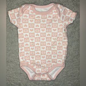 Baby’s Pastel Pink and White Heart Onesie